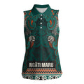 Aotearoa Iwi Ngāti Maru Taranaki Women Sleeveless Polo Shirt Maori Wharenui House Tribal Pattern