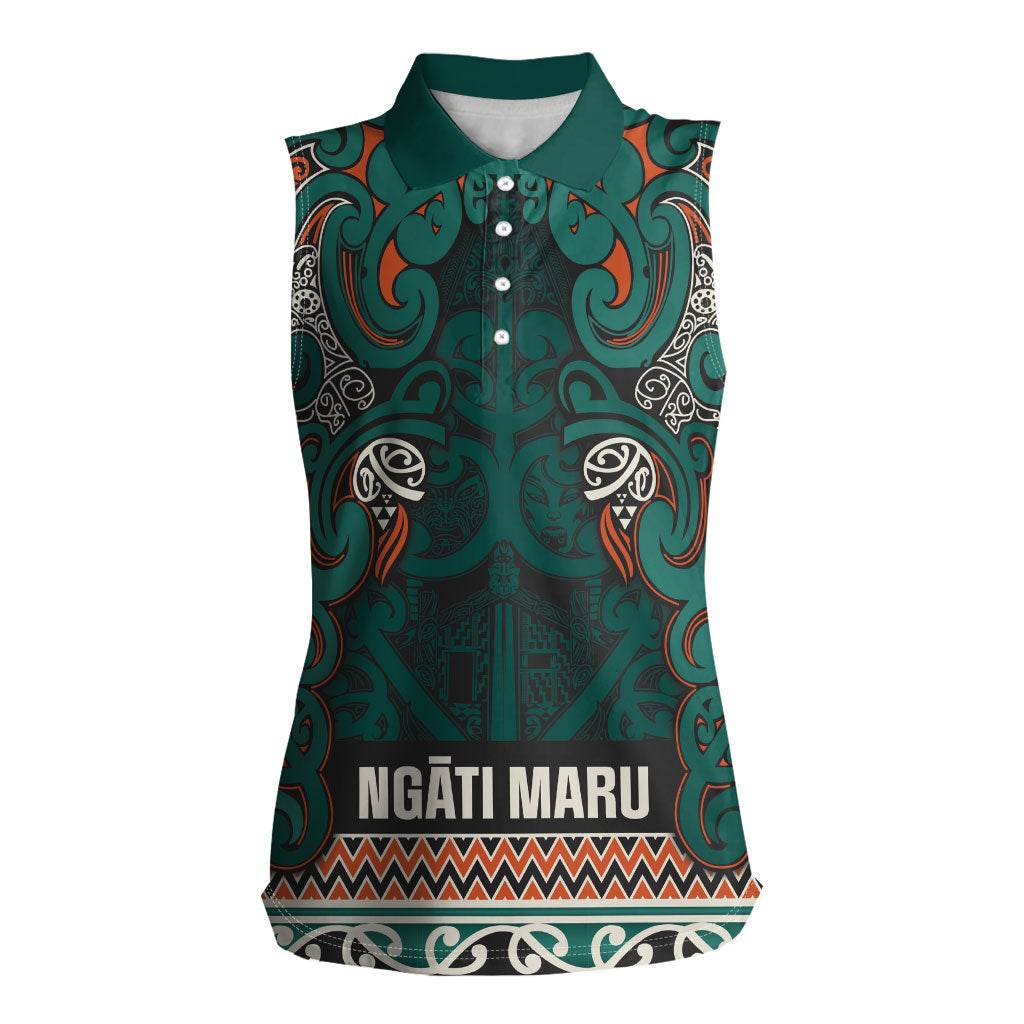 Aotearoa Iwi Ngāti Maru Taranaki Women Sleeveless Polo Shirt Maori Wharenui House Tribal Pattern