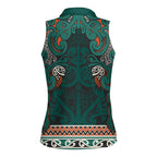 Aotearoa Iwi Ngāti Maru Taranaki Women Sleeveless Polo Shirt Maori Wharenui House Tribal Pattern