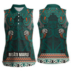 Aotearoa Iwi Ngāti Maru Taranaki Women Sleeveless Polo Shirt Maori Wharenui House Tribal Pattern