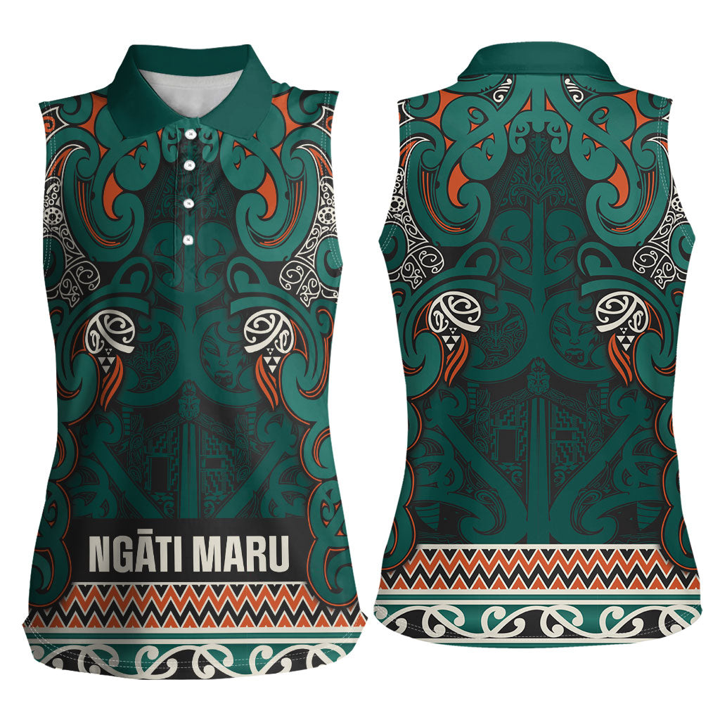 Aotearoa Iwi Ngāti Maru Taranaki Women Sleeveless Polo Shirt Maori Wharenui House Tribal Pattern