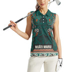 Aotearoa Iwi Ngāti Maru Taranaki Women Sleeveless Polo Shirt Maori Wharenui House Tribal Pattern