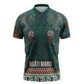 Aotearoa Iwi Ngāti Maru Taranaki Zipper Polo Shirt Maori Wharenui House Tribal Pattern
