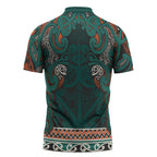 Aotearoa Iwi Ngāti Maru Taranaki Zipper Polo Shirt Maori Wharenui House Tribal Pattern