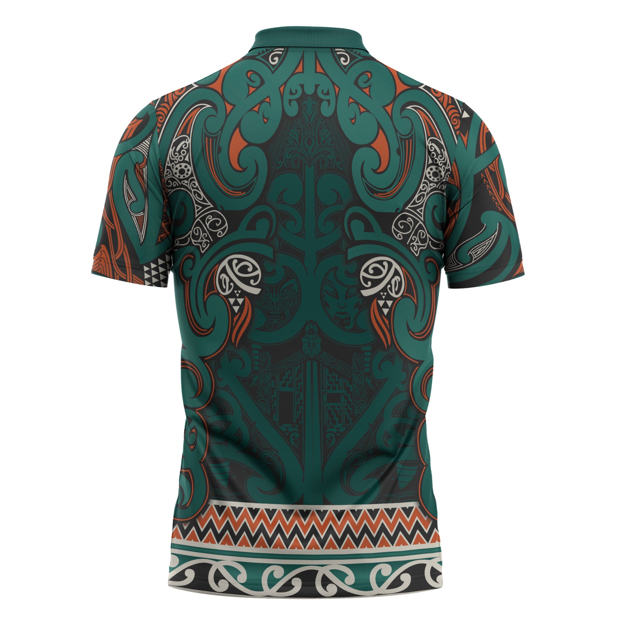 Aotearoa Iwi Ngāti Maru Taranaki Zipper Polo Shirt Maori Wharenui House Tribal Pattern