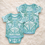 Aotearoa Iwi Ngati Paoa Baby Onesie Maori Wharenui House Tribal Pattern