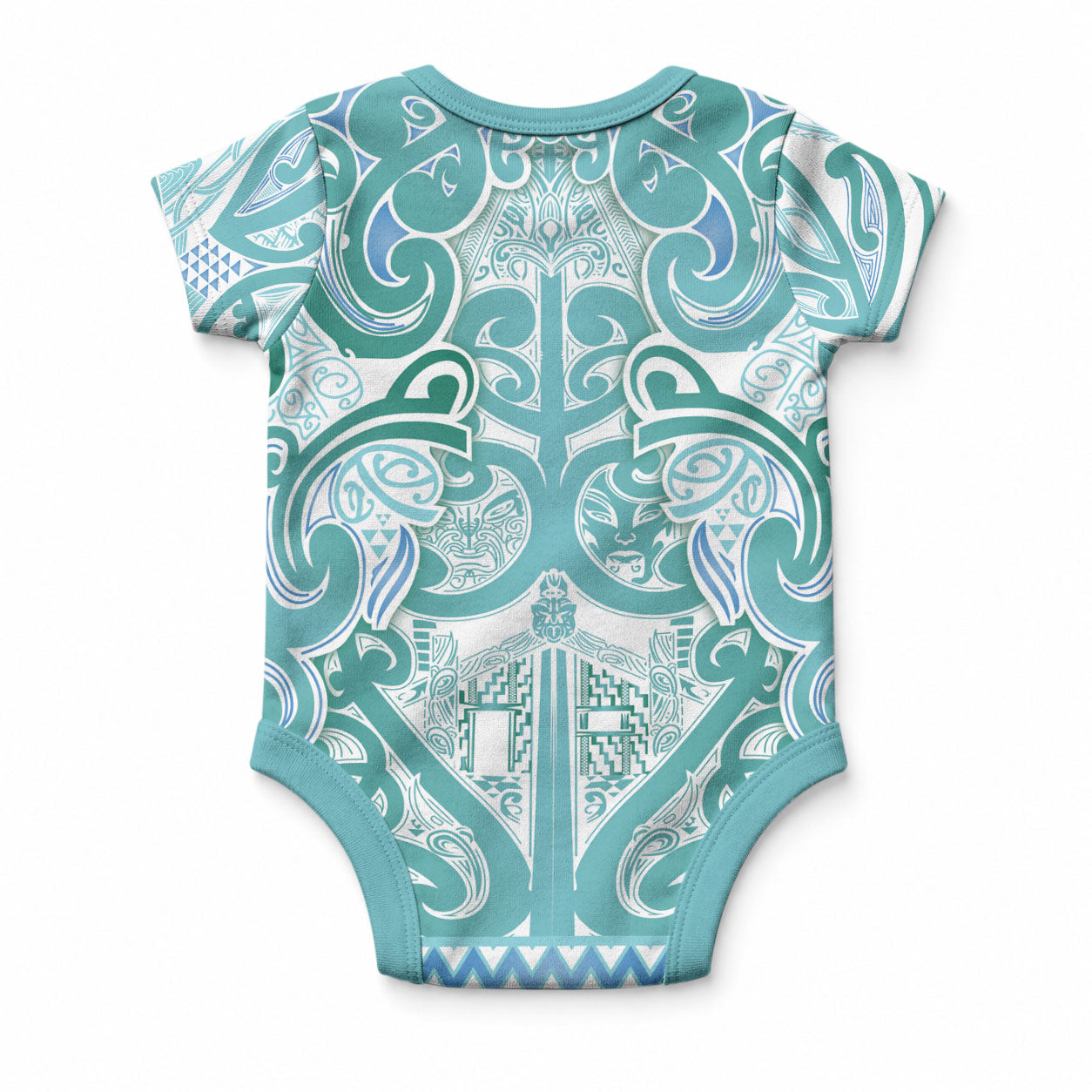 Aotearoa Iwi Ngati Paoa Baby Onesie Maori Wharenui House Tribal Pattern