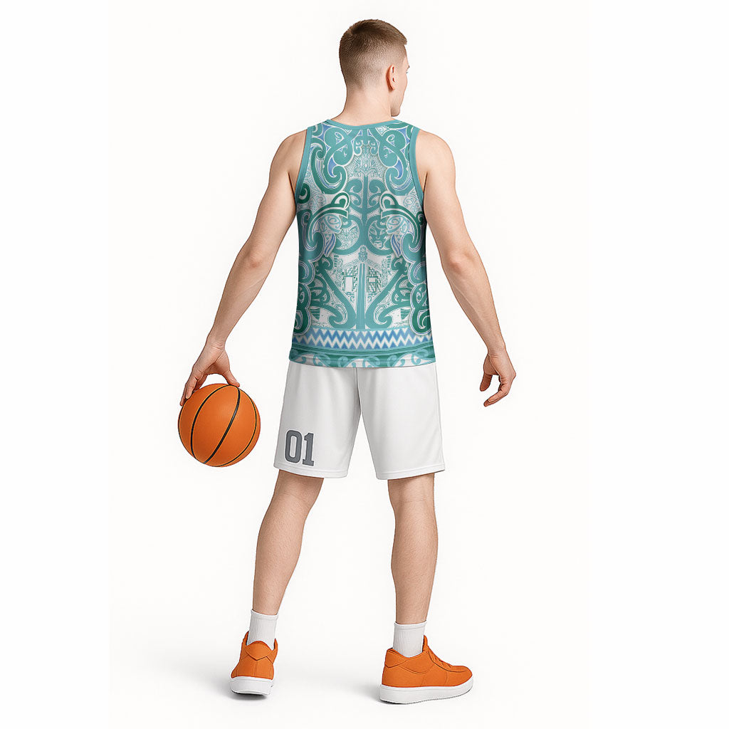 Aotearoa Iwi Ngati Paoa Basketball Jersey Maori Wharenui House Tribal Pattern