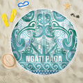 Aotearoa Iwi Ngati Paoa Beach Blanket Maori Wharenui House Tribal Pattern