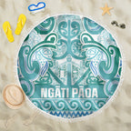 Aotearoa Iwi Ngati Paoa Beach Blanket Maori Wharenui House Tribal Pattern