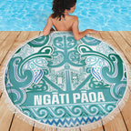 Aotearoa Iwi Ngati Paoa Beach Blanket Maori Wharenui House Tribal Pattern