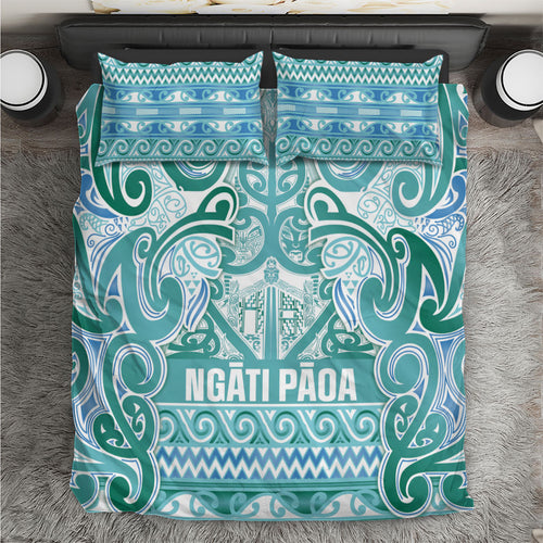 Aotearoa Iwi Ngati Paoa Bedding Set Maori Wharenui House Tribal Pattern