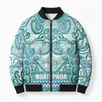 Aotearoa Iwi Ngati Paoa Bomber Puffer Jacket Maori Wharenui House Tribal Pattern