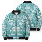Aotearoa Iwi Ngati Paoa Bomber Puffer Jacket Maori Wharenui House Tribal Pattern