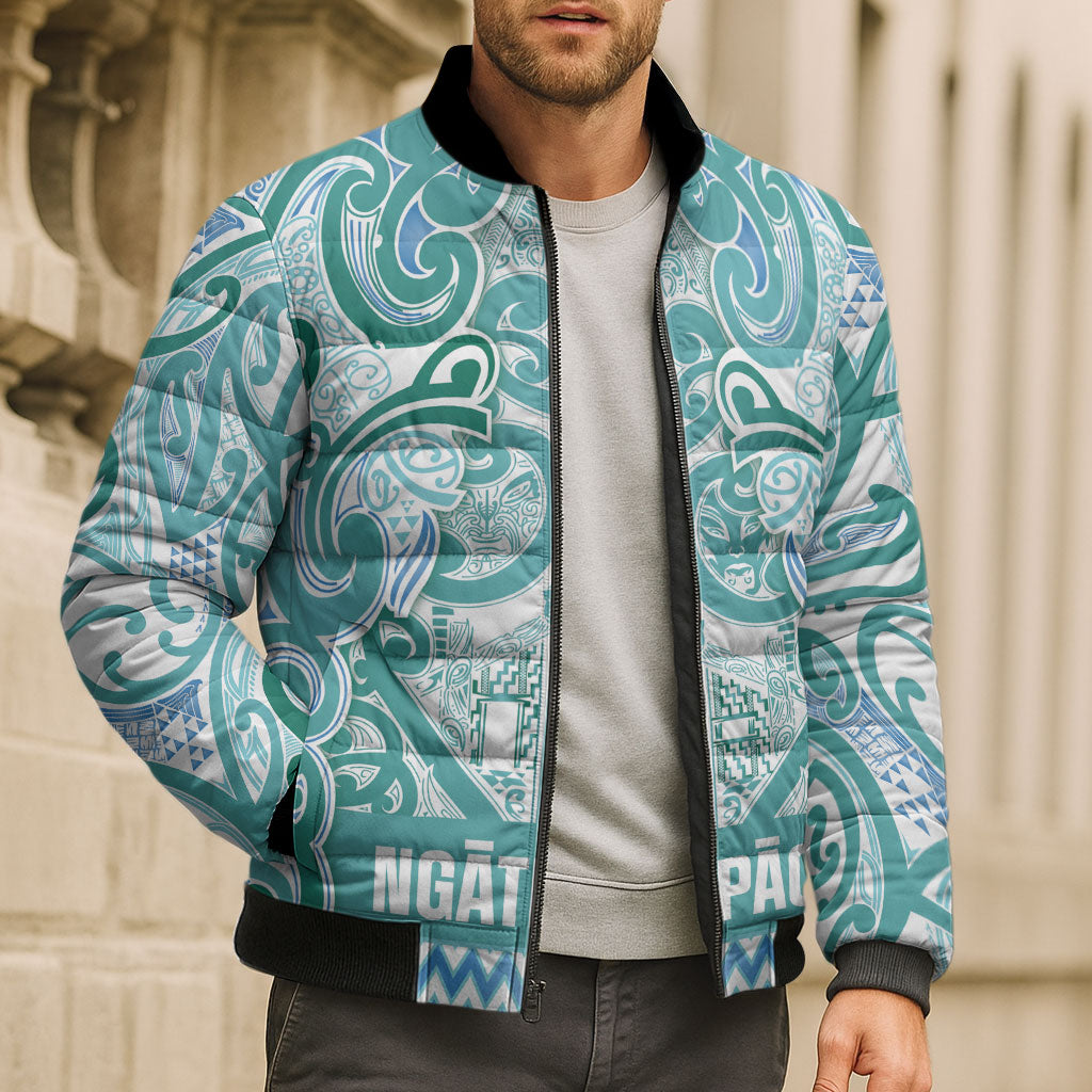 Aotearoa Iwi Ngati Paoa Bomber Puffer Jacket Maori Wharenui House Tribal Pattern