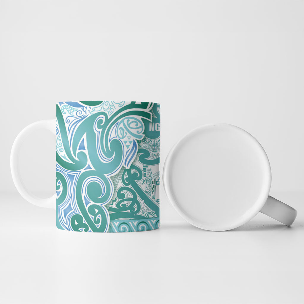 Aotearoa Iwi Ngati Paoa Ceramic Mug Maori Wharenui House Tribal Pattern