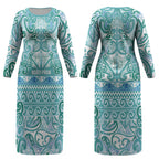 Aotearoa Iwi Ngati Paoa Couples Matching Long Sleeve Bodycon Dress and Hawaiian Shirt Maori Wharenui House Tribal Pattern