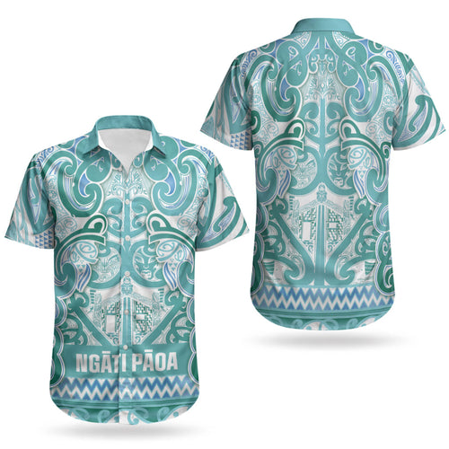 Aotearoa Iwi Ngati Paoa Couples Matching Mermaid Dress and Hawaiian Shirt Maori Wharenui House Tribal Pattern