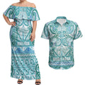 Aotearoa Iwi Ngati Paoa Couples Matching Off Shoulder Maxi Dress and Hawaiian Shirt Maori Wharenui House Tribal Pattern
