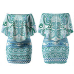 Aotearoa Iwi Ngati Paoa Couples Matching Off Shoulder Short Dress and Hawaiian Shirt Maori Wharenui House Tribal Pattern