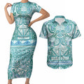 Aotearoa Iwi Ngati Paoa Couples Matching Short Sleeve Bodycon Dress and Hawaiian Shirt Maori Wharenui House Tribal Pattern