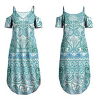 Aotearoa Iwi Ngati Paoa Couples Matching Summer Maxi Dress and Long Sleeve Button Shirt Maori Wharenui House Tribal Pattern