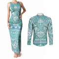 Aotearoa Iwi Ngati Paoa Couples Matching Tank Maxi Dress and Long Sleeve Button Shirt Maori Wharenui House Tribal Pattern