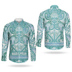 Aotearoa Iwi Ngati Paoa Couples Matching Tank Maxi Dress and Long Sleeve Button Shirt Maori Wharenui House Tribal Pattern