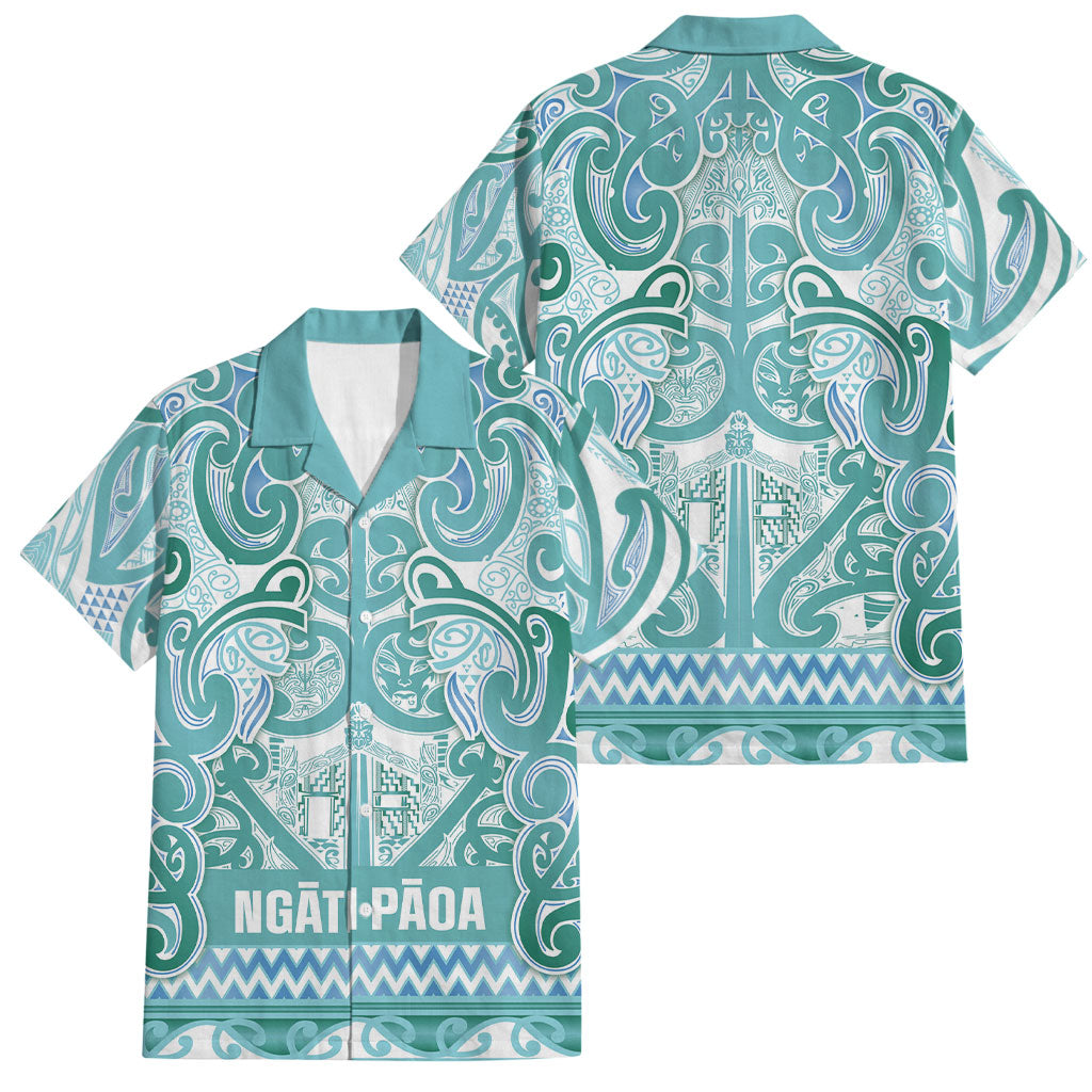 Aotearoa Iwi Ngati Paoa Family Matching Long Sleeve Bodycon Dress and Hawaiian Shirt Maori Wharenui House Tribal Pattern