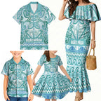 Aotearoa Iwi Ngati Paoa Family Matching Mermaid Dress and Hawaiian Shirt Maori Wharenui House Tribal Pattern