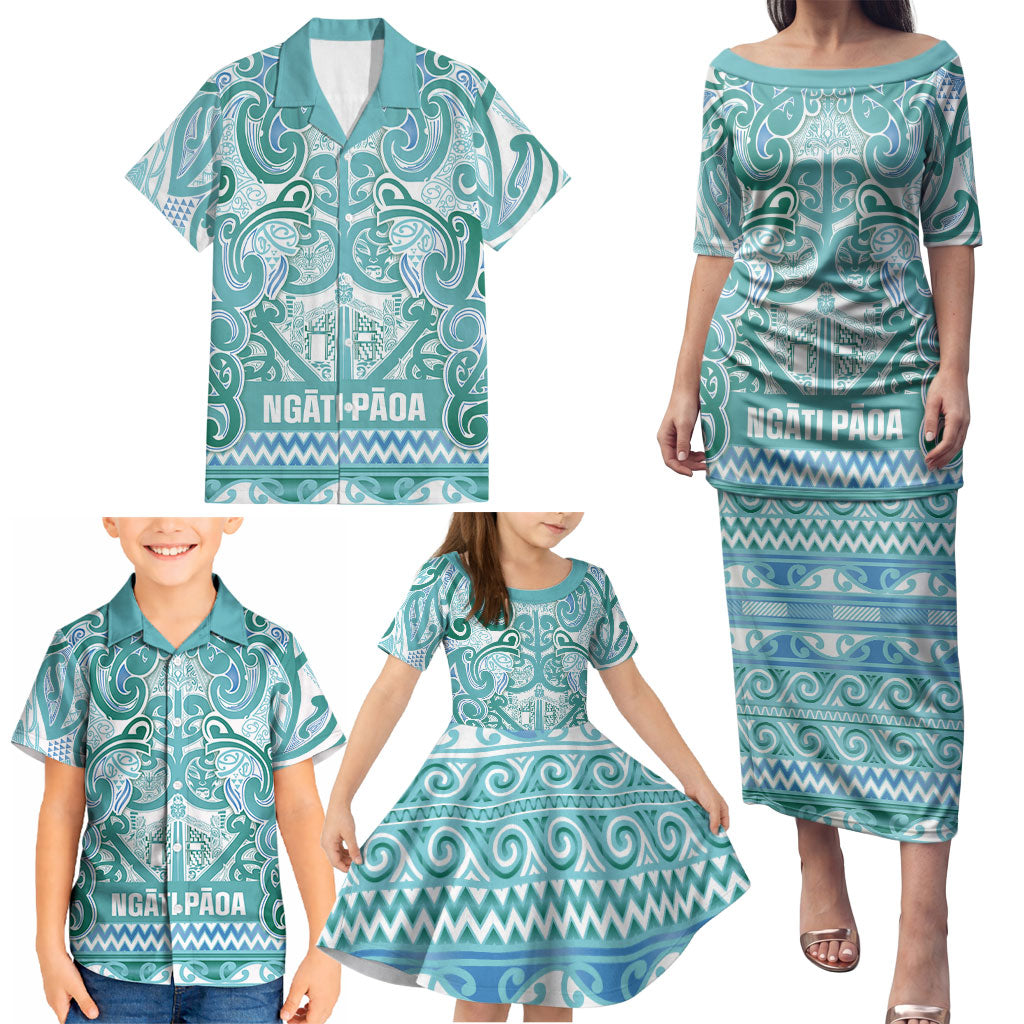 Aotearoa Iwi Ngati Paoa Family Matching Puletasi and Hawaiian Shirt Maori Wharenui House Tribal Pattern