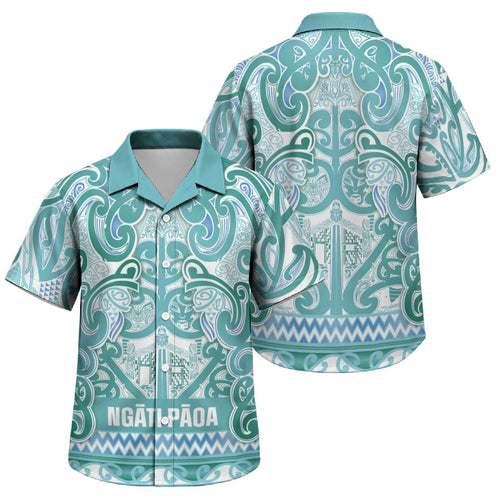 Aotearoa Iwi Ngati Paoa Family Matching Summer Maxi Dress and Hawaiian Shirt Maori Wharenui House Tribal Pattern