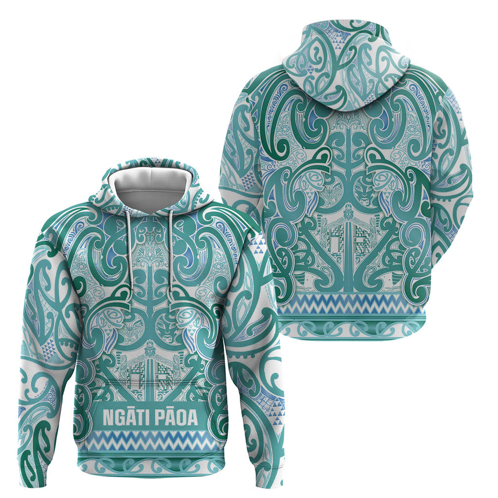 Aotearoa Iwi Ngati Paoa Hoodie Maori Wharenui House Tribal Pattern