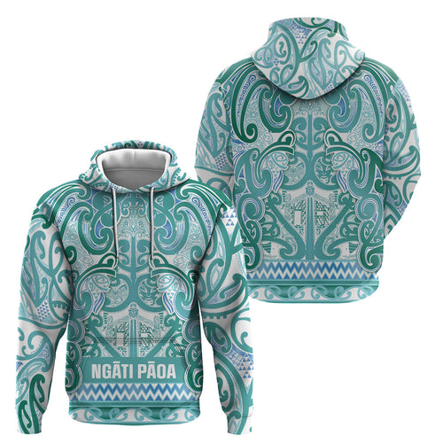 Aotearoa Iwi Ngati Paoa Hoodie Maori Wharenui House Tribal Pattern