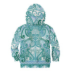 Aotearoa Iwi Ngati Paoa Kid Hoodie Maori Wharenui House Tribal Pattern