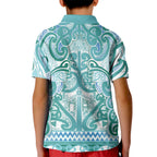 Aotearoa Iwi Ngati Paoa Kid Polo Shirt Maori Wharenui House Tribal Pattern