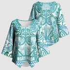 Aotearoa Iwi Ngati Paoa Kimono Sleeve Blouse Maori Wharenui House Tribal Pattern