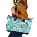 Aotearoa Iwi Ngati Paoa Leather Tote Bag Maori Wharenui House Tribal Pattern