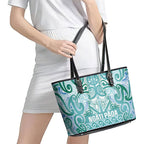 Aotearoa Iwi Ngati Paoa Leather Tote Bag Maori Wharenui House Tribal Pattern