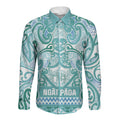 Aotearoa Iwi Ngati Paoa Long Sleeve Button Shirt Maori Wharenui House Tribal Pattern