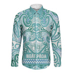 Aotearoa Iwi Ngati Paoa Long Sleeve Button Shirt Maori Wharenui House Tribal Pattern