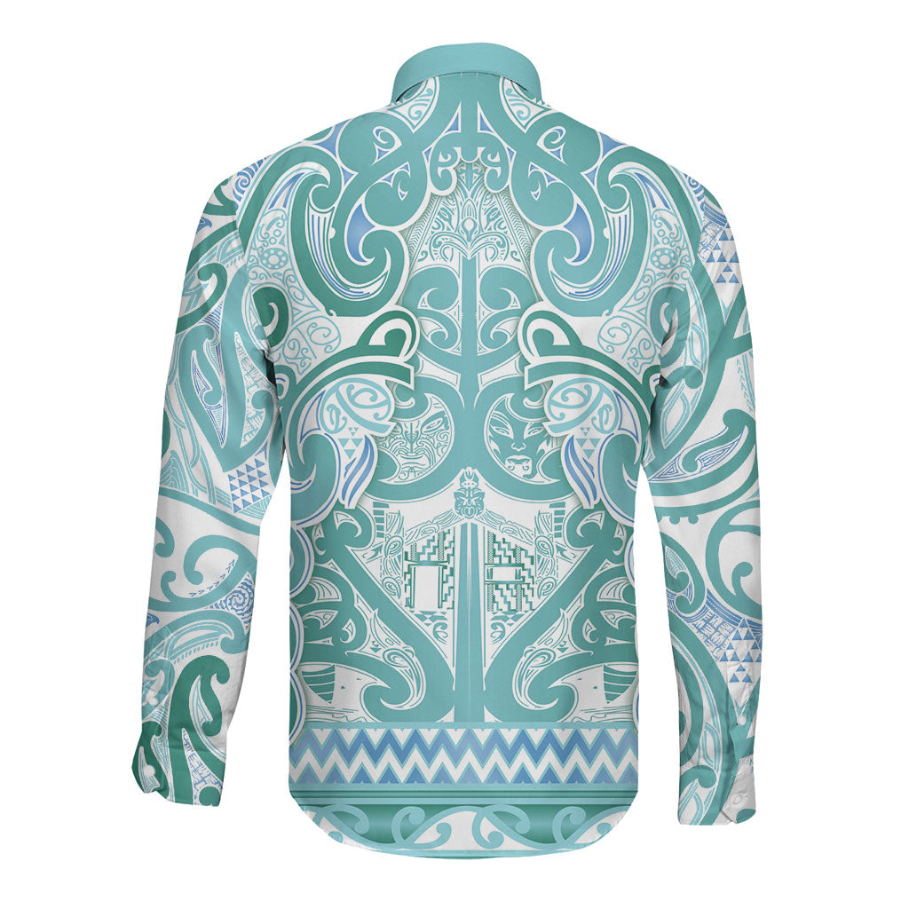 Aotearoa Iwi Ngati Paoa Long Sleeve Button Shirt Maori Wharenui House Tribal Pattern