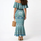 Aotearoa Iwi Ngati Paoa Mermaid Dress Maori Wharenui House Tribal Pattern