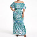 Aotearoa Iwi Ngati Paoa Off Shoulder Maxi Dress Maori Wharenui House Tribal Pattern