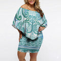 Aotearoa Iwi Ngati Paoa Off Shoulder Short Dress Maori Wharenui House Tribal Pattern