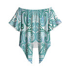 Aotearoa Iwi Ngati Paoa Off Shoulder Wrap Waist Top Maori Wharenui House Tribal Pattern