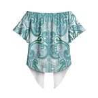 Aotearoa Iwi Ngati Paoa Off Shoulder Wrap Waist Top Maori Wharenui House Tribal Pattern
