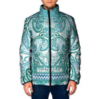 Aotearoa Iwi Ngati Paoa Padded Jacket Maori Wharenui House Tribal Pattern