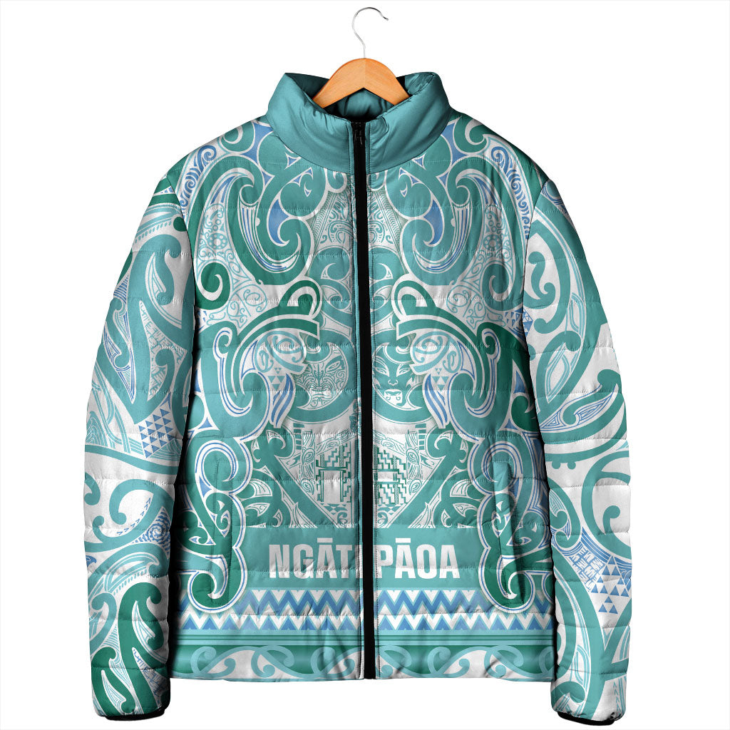 Aotearoa Iwi Ngati Paoa Padded Jacket Maori Wharenui House Tribal Pattern