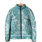 Aotearoa Iwi Ngati Paoa Padded Jacket Maori Wharenui House Tribal Pattern